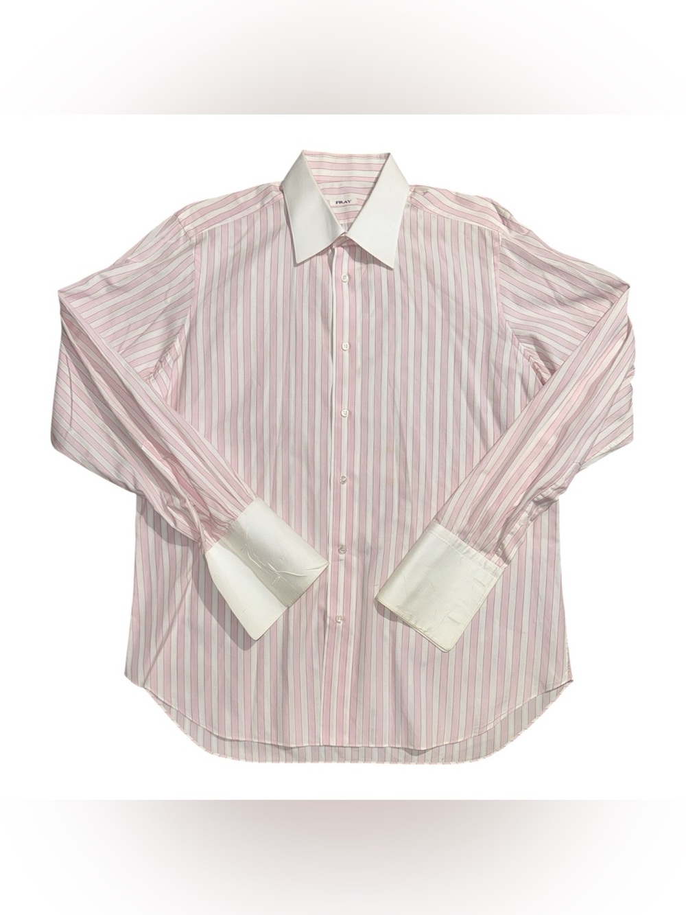 Fray Winchester Italy French Cuff Men's Pink Stripe Dress Shirt